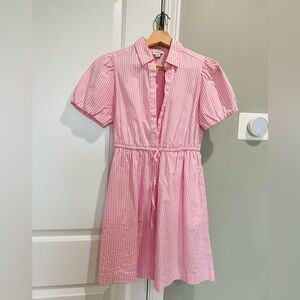 Gently Used Size 00 J. Crew Pink Striped Mini Dress with pockets